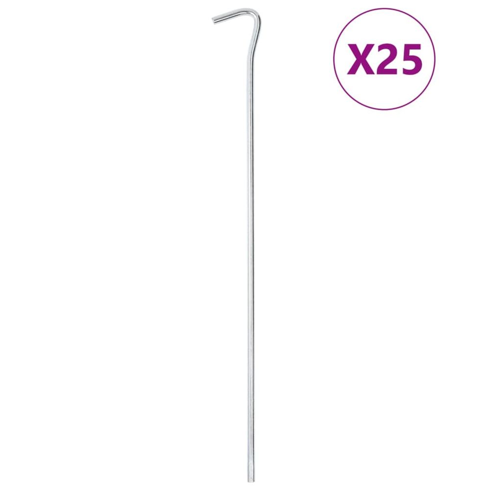 Piquets de tente 25 pcs 30 cm ø7 mm acier galvanisé