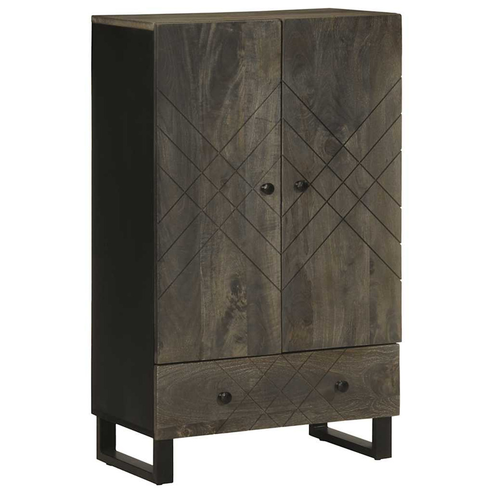 Buffet noir 60x33x100 cm bois de manguier massif