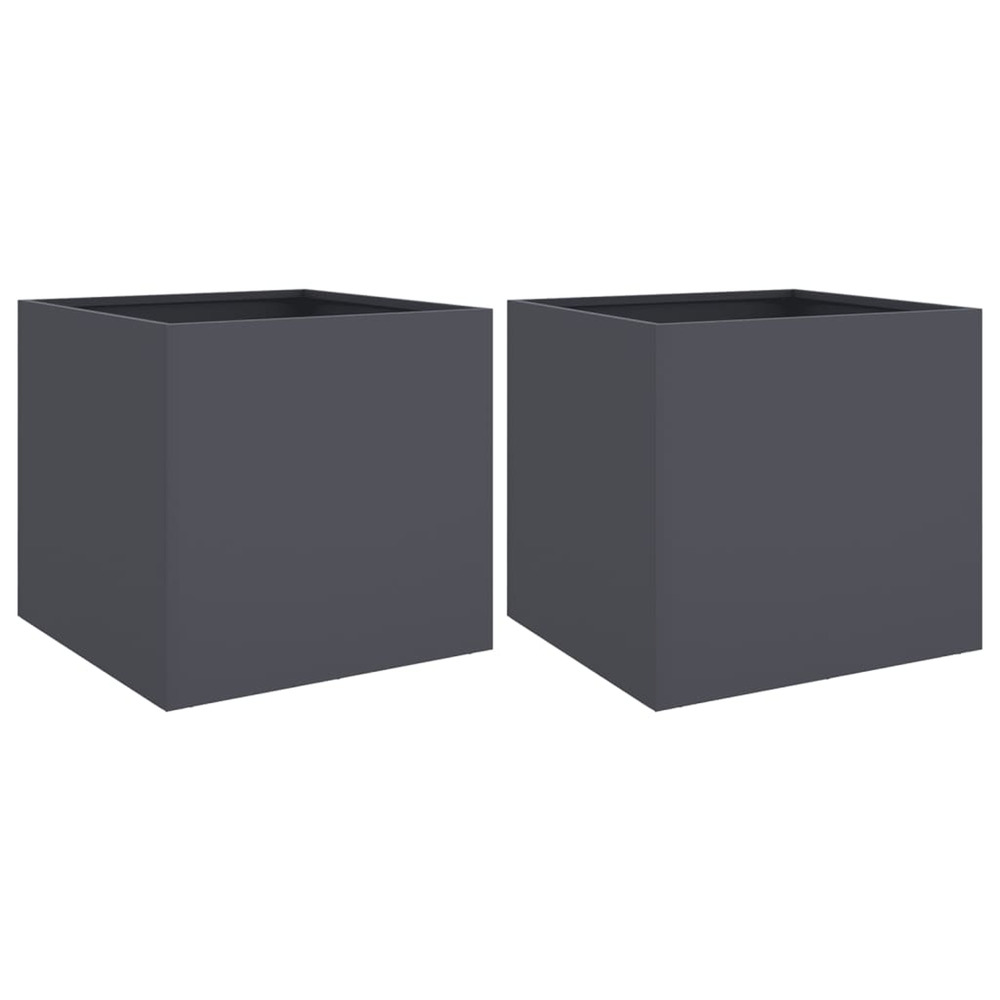 Jardinière d'extérieurs 2 pcs anthracite 42x40x39 cm acier