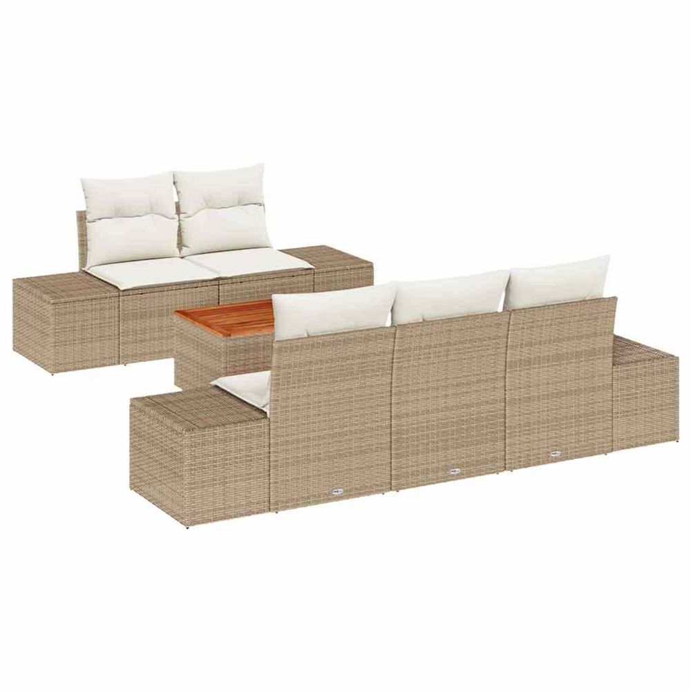 Ensemble de canapé de jardin 6 pc beige et crème polyrotin