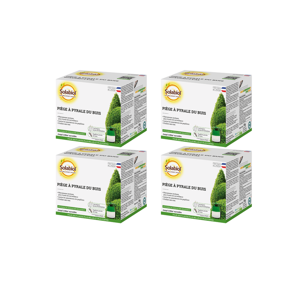 Solabiol sopibuisnx4 - lot de 4 pièges pyrale du buis - attraction par phèromone -1 piège + 2 seringues