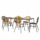 Ensemble table asti en bois d'acacia fsc 200 cm et 6 chaises de jardin naturelles