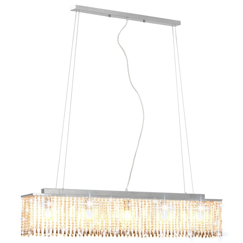 Plafonnier avec perles de cristal argenté 104 cm e14