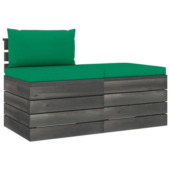 Salon palette de jardin 2 pcs avec coussins bois de pin massif