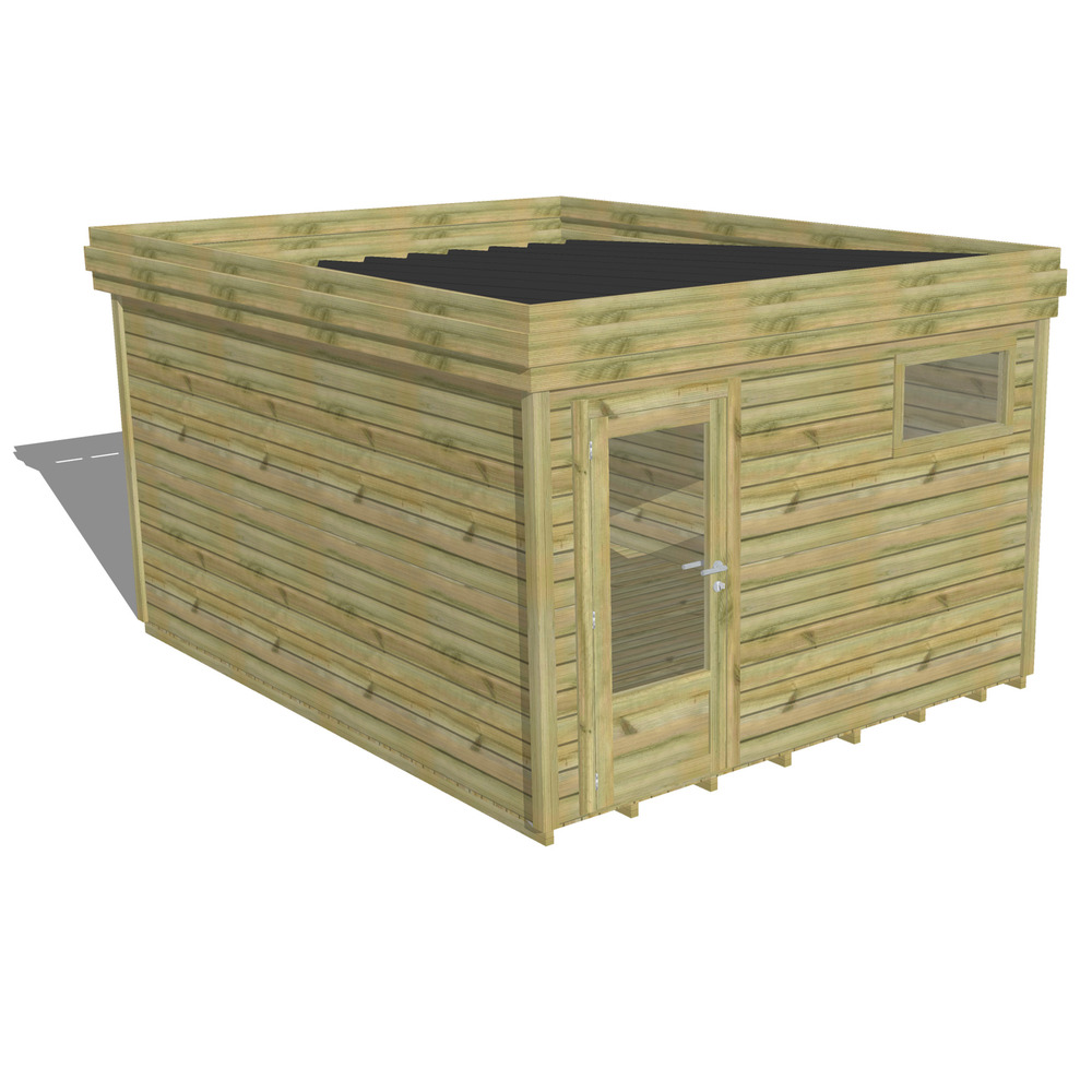 Abri de jardin bois pin traité autoclave 27mm - 3,44x4,34m / 15m2 - bac acier - plancher bois