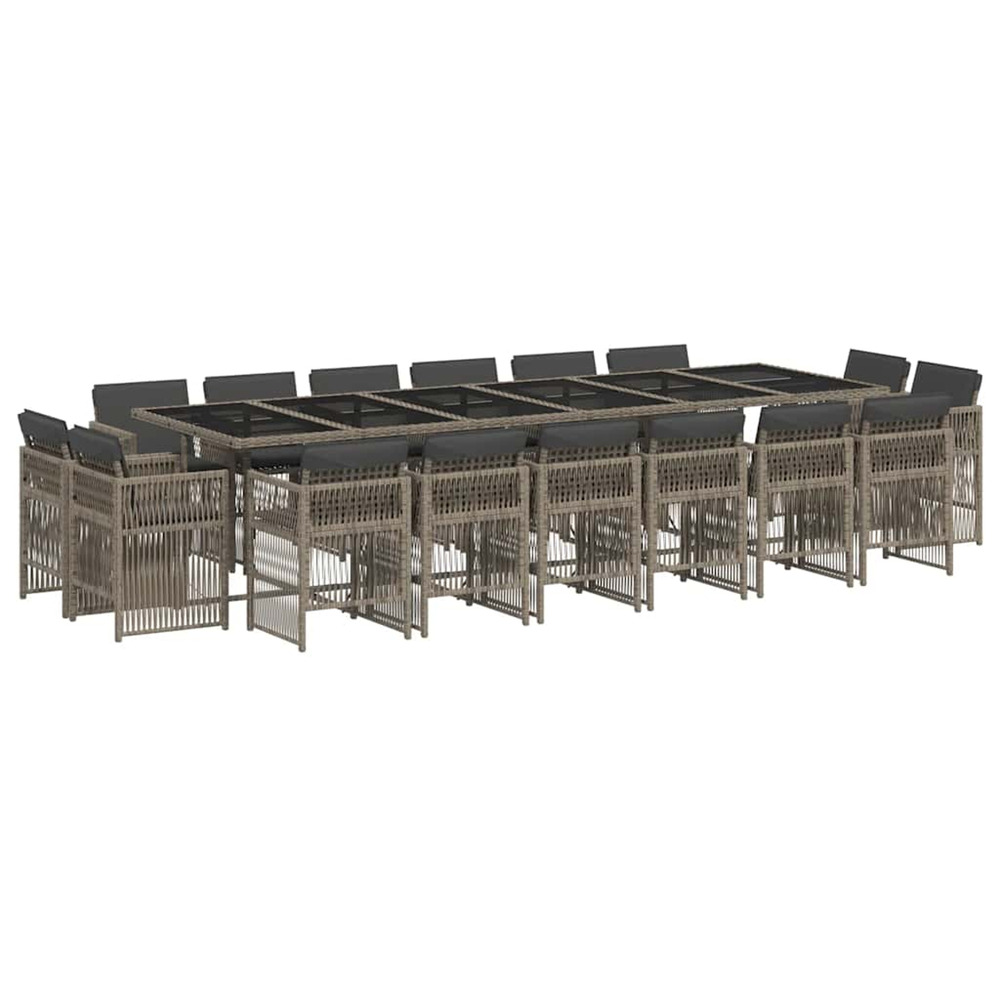 Ensemble à manger de jardin 17 pcs et coussins résine tressée