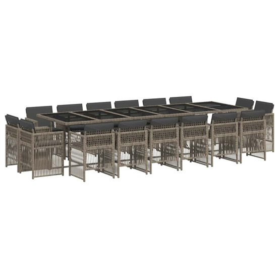 Ensemble à manger de jardin 17 pcs et coussins résine tressée