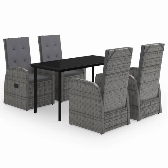 Ensemble à manger de jardin avec coussins 5 pcs gris
