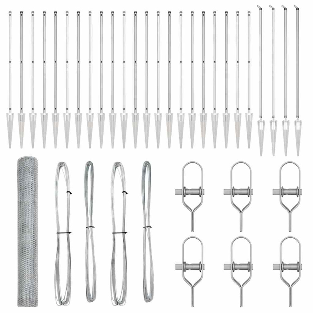 Poteau de clôture. Argenté 50 x 1,2 m (treillis de 13 mm) acier