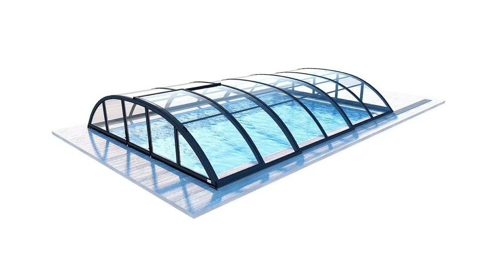 Abri de piscine horizon pour les modèles 6,20x3 m - bas87, bas787 - polycarbonate massif 3 mm - couleur ral7016 graphite