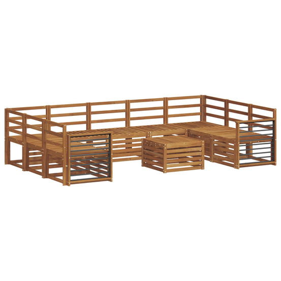 Ensembles de canapés 10 pcs naturel bois d'acacia massif