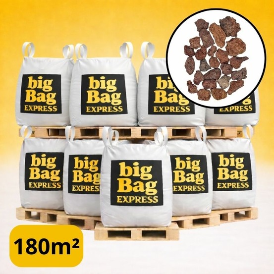 Pack 9 x big bag de 1m3 (+/- 180m²) gravier pouzzolane rouge / noir 12/20 mm - livraison standard