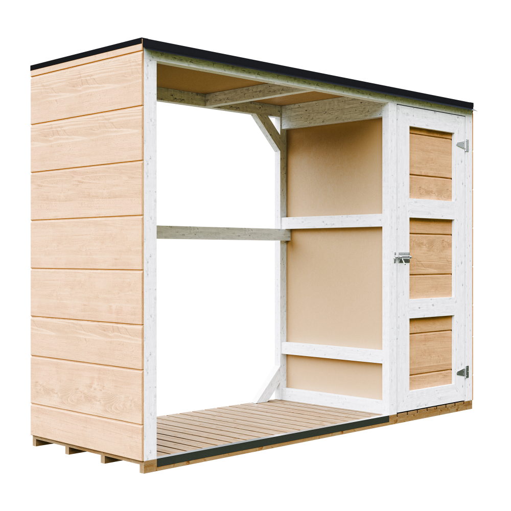 Abri à bûches extérieur - 75 x 217 x h159 cm - abri à outils et bûches - 1,09 m² + 0.53 m² - timbela m981 - harvest honey