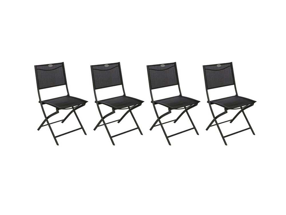Lot de 4 chaises de jardin pliante métal modula gris anthracite / graphite