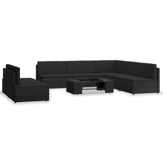 Salon de jardin 7 pcs résine tressée noir