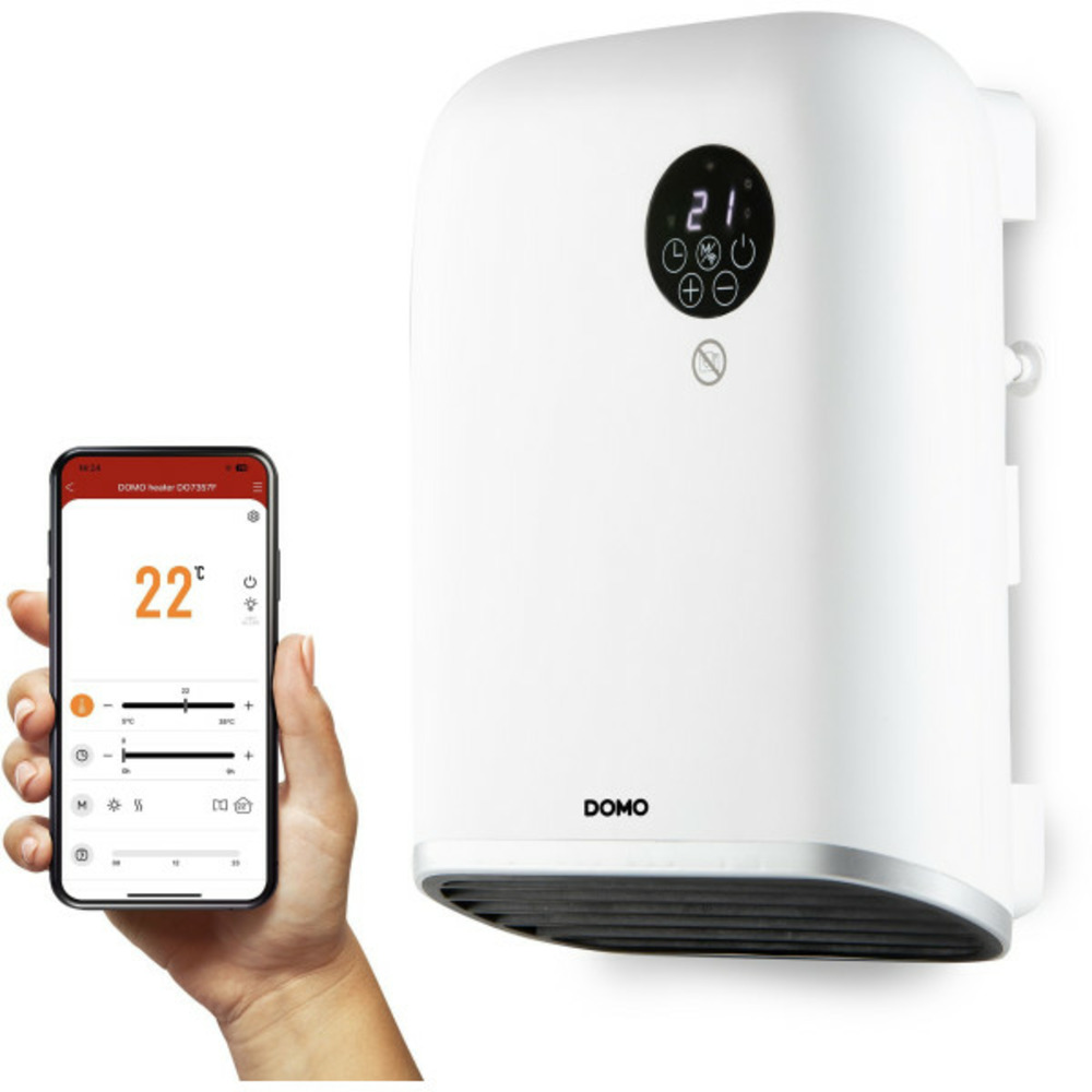Chauffage pour salle de bain - 2000 w - domo - do7357f - wifi + télécommande - fonction éco - ecran led - mural / pose libre