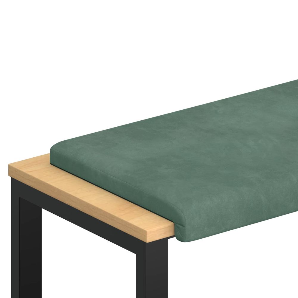 Coussin de banc velours vert mer profondeur 35 cm