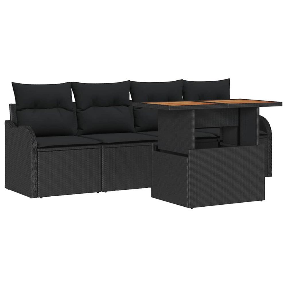 Ensemble de canapé de jardin 5 pc noir polyrotin