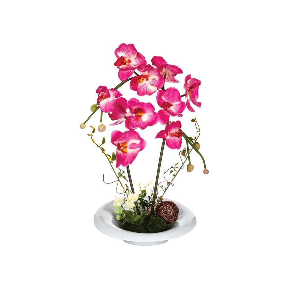 Composition florale d'orchidées artificielles vase en céramique h 40 cm
