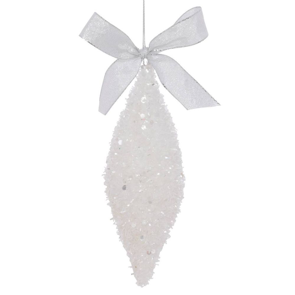 Suspension de sapin forme brillante blanche 8 cm