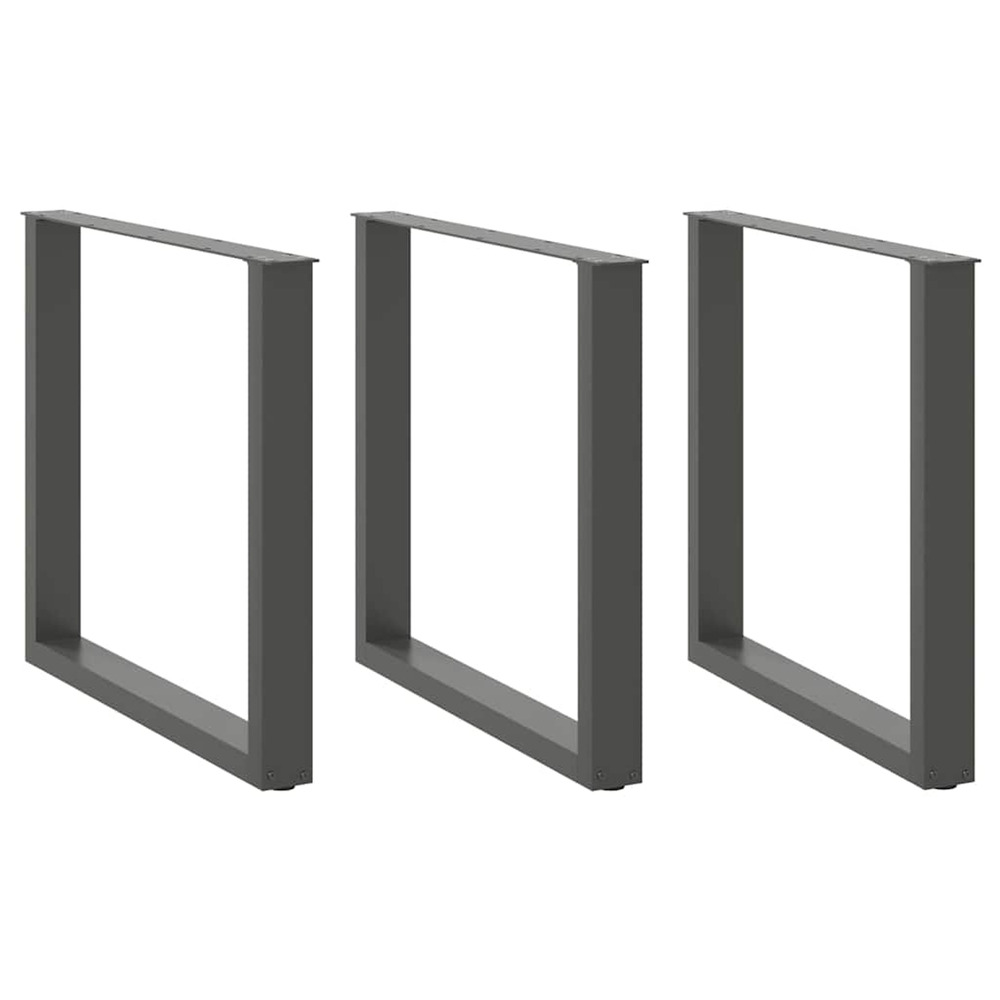 Pieds de table à manger en u 3 pièces anthracite 80 x (72-73) cm acier