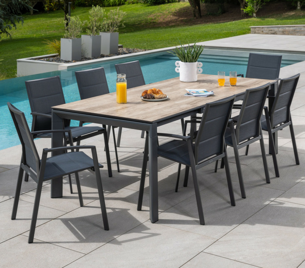 Ensemble table et chaises de jardin - 8 places - naplinea