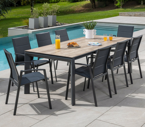 Ensemble table et chaises de jardin - 8 places - naplinea