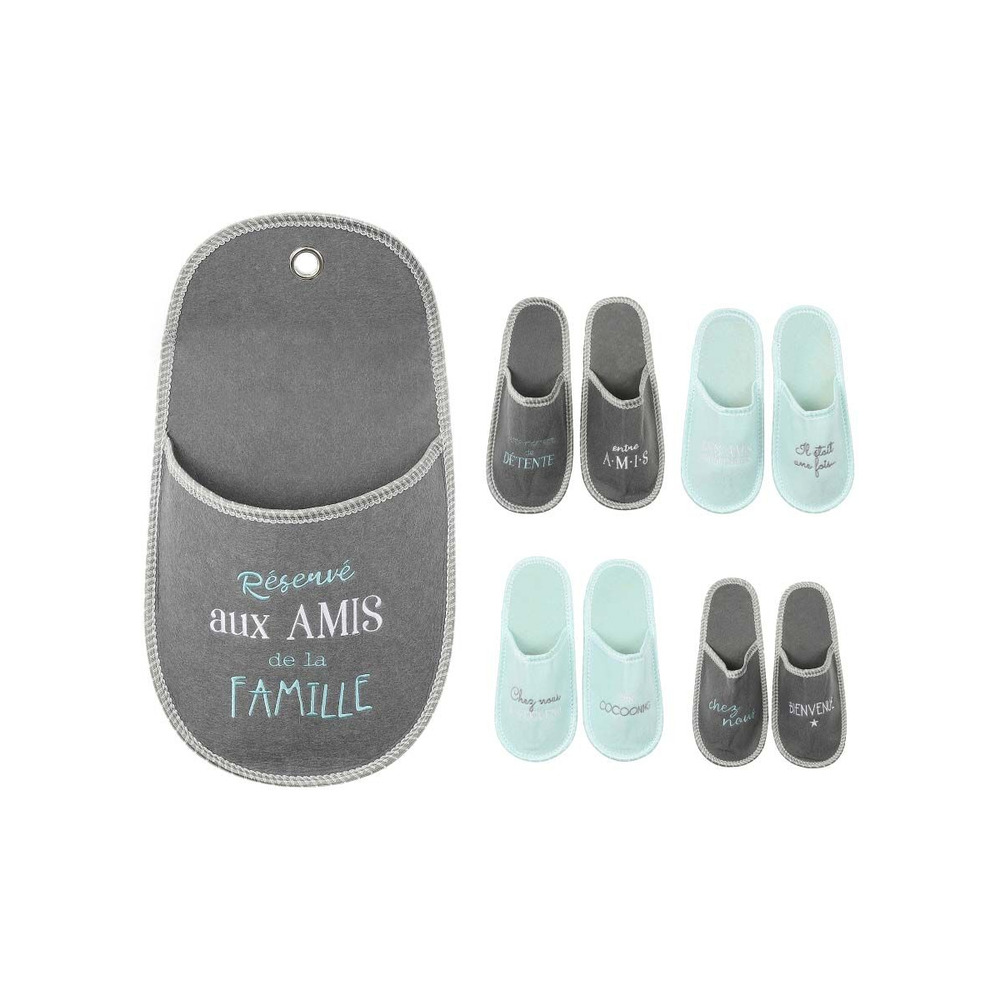 Porte chaussons invités avec 4 paires de chaussons family