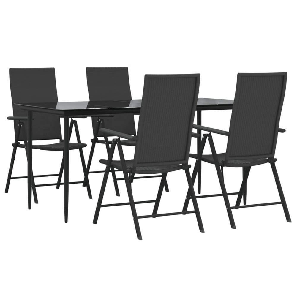 Mobilier à dîner de jardin 5 pièces noir résine tressée