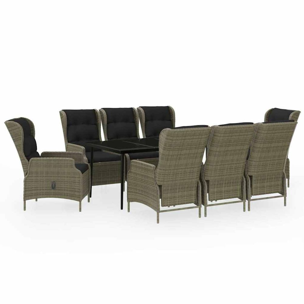 Ensemble à manger de jardin 9 pcs marron