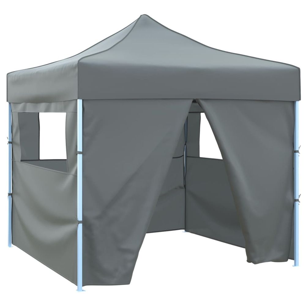 Tente de réception escamotable avec 4 parois 3x3 m anthracite