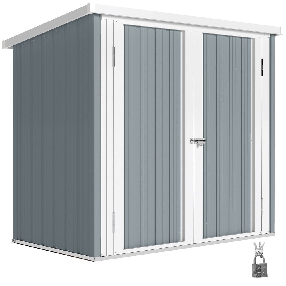 Abri de jardin 1,09 m² - 2 portes verrouillables - tôle d'acier gris clair