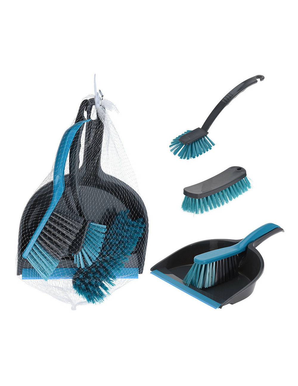 Set de nettoyage 4 pièces gris et turquoise