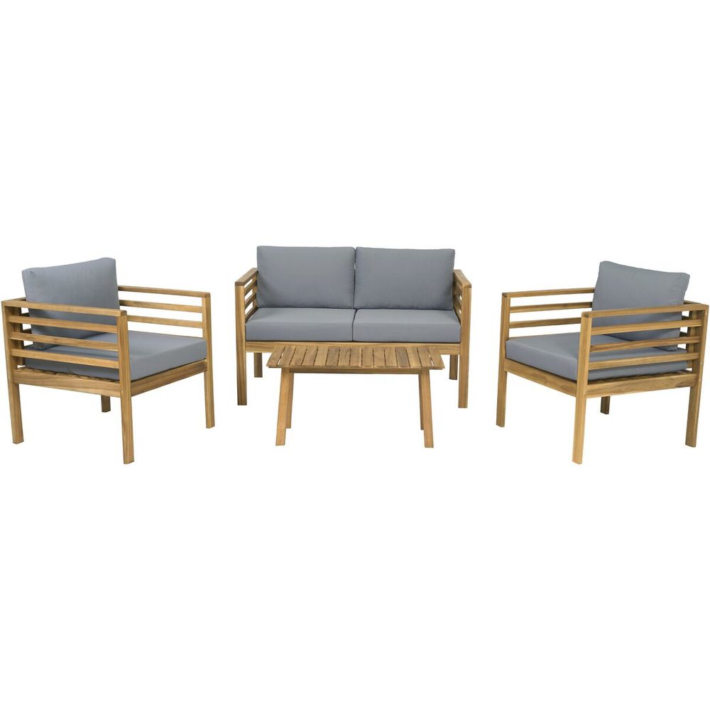 Salon de jardin en bois avec coussins 
