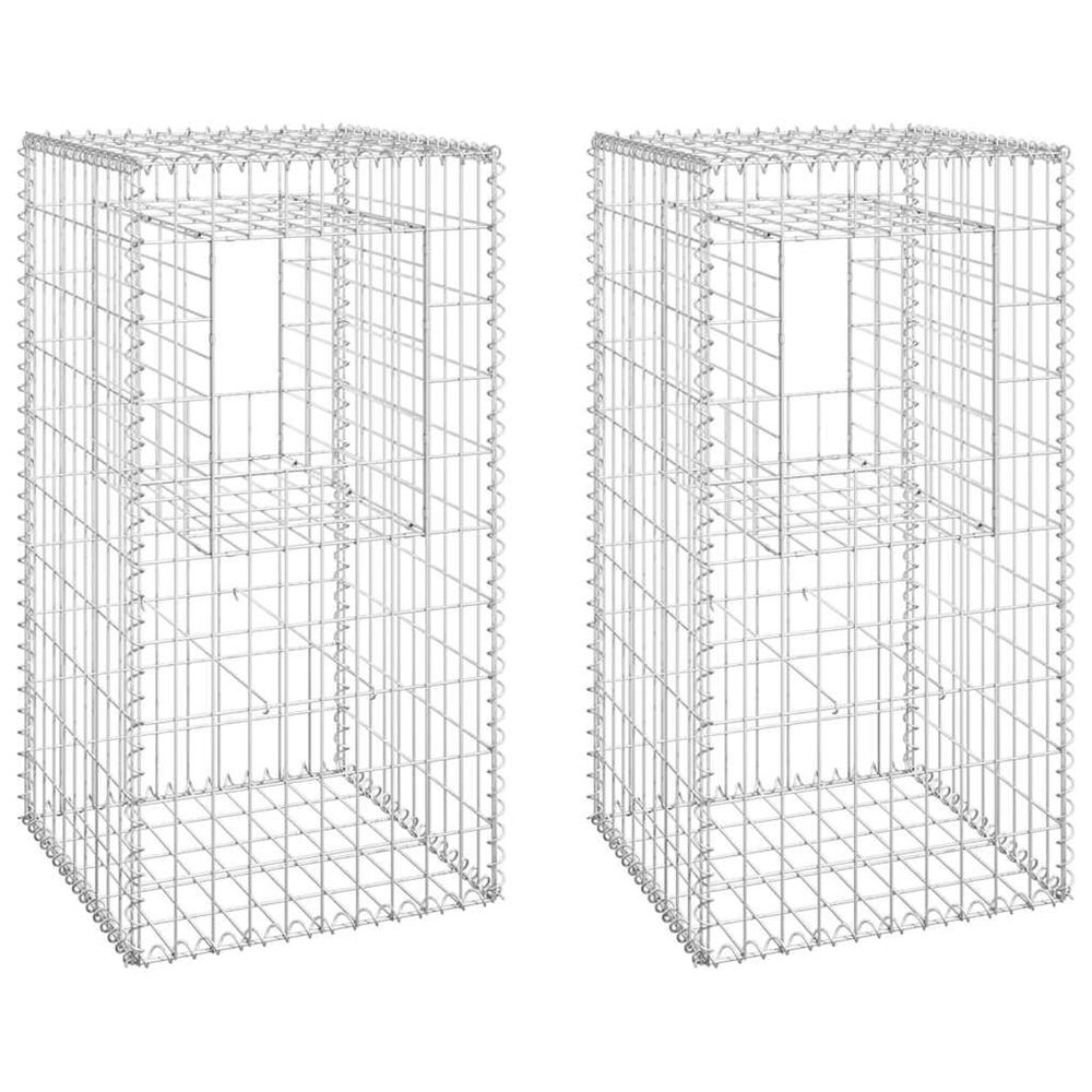 Poteaux à panier de gabion 2 pcs 50x50x100 cm fer
