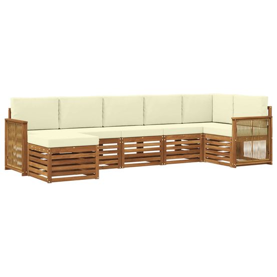 Ensemble de canapé d'angle avec coussin 6 pcs naturel et crème
