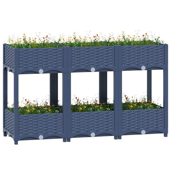 Carré potager sur pieds 120x40cm polypropylène avec étagère pour terrasse gris