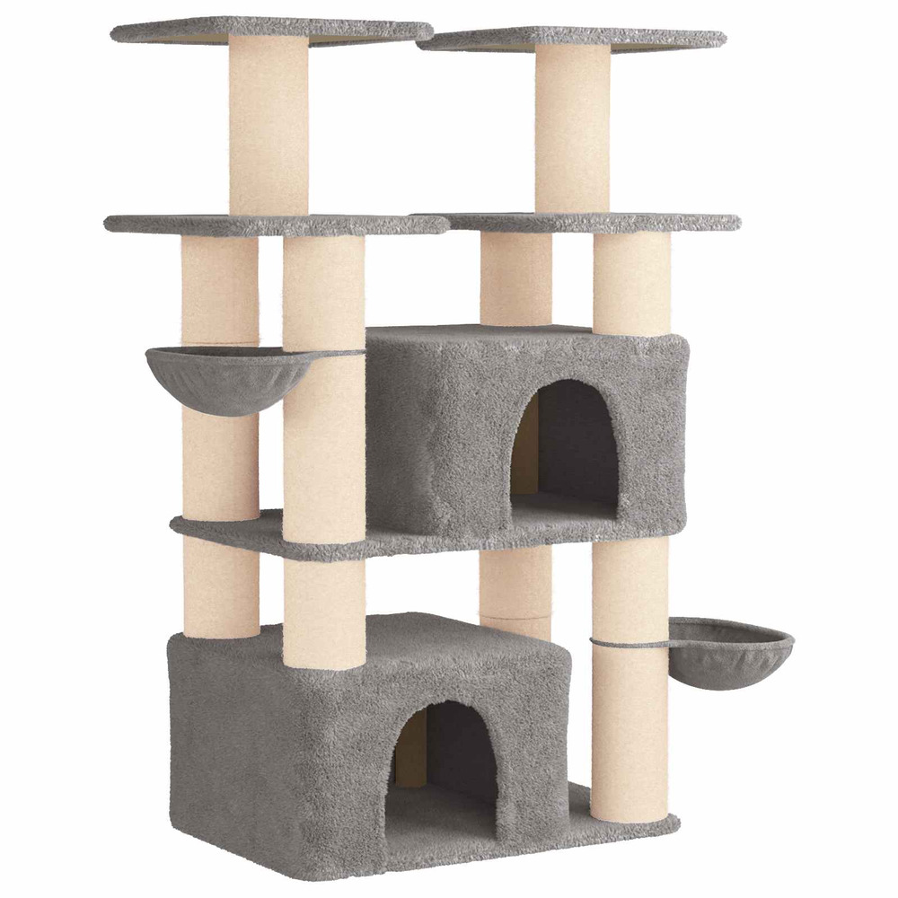 Arbre à chat avec poteaux à griffer en sisal 2 pc gris clair
