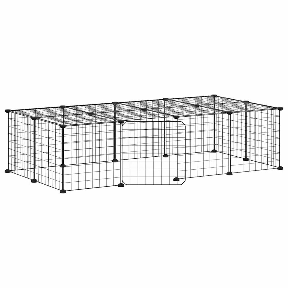 Cage animaux de compagnie à 20 panneaux et porte 35 x 35 cm noir