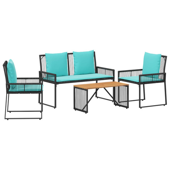 Ensemble de meubles d'extérieur 9 pcs noir et turquoise