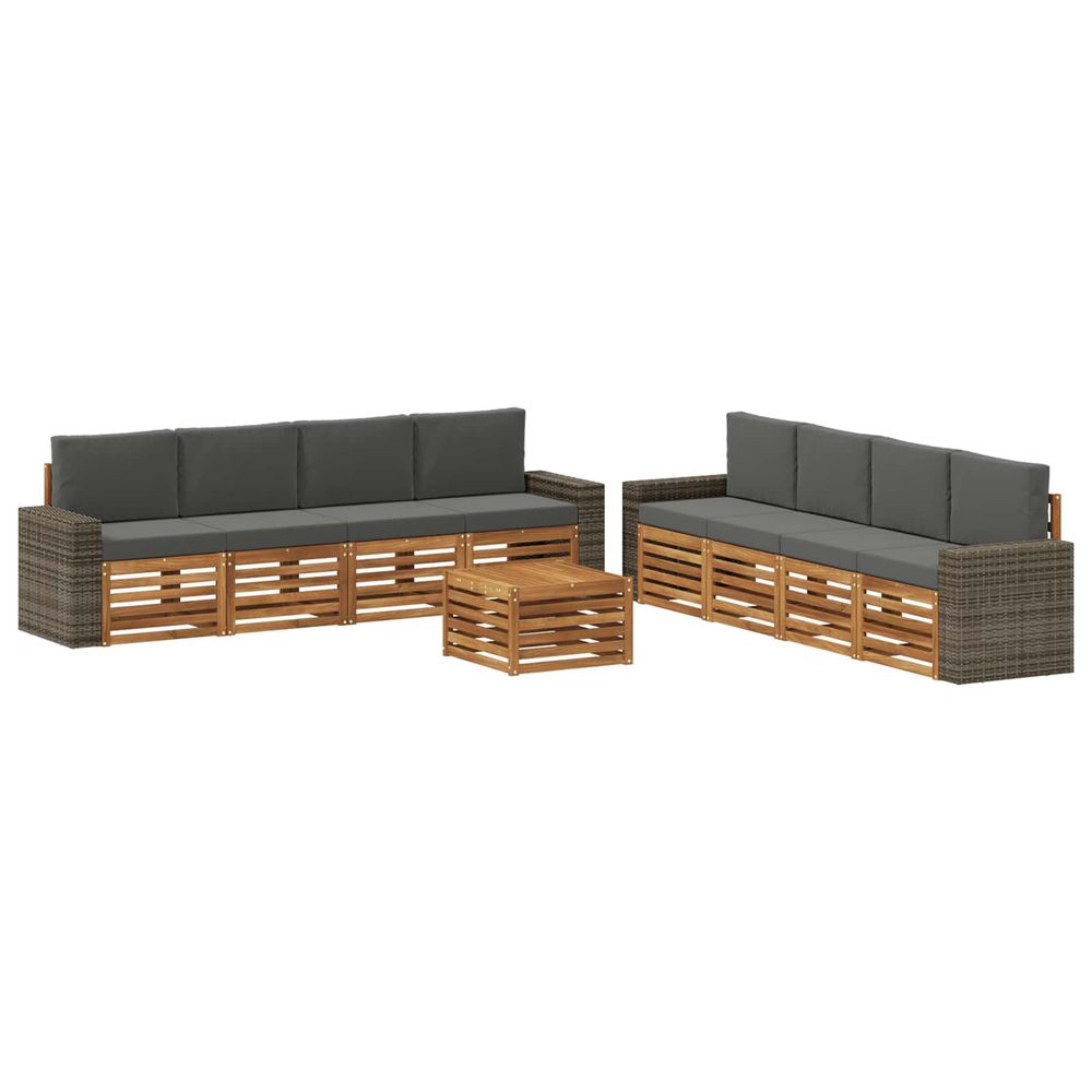 Ensemble de canapés d'extérieur 9 pc naturel et anthracite