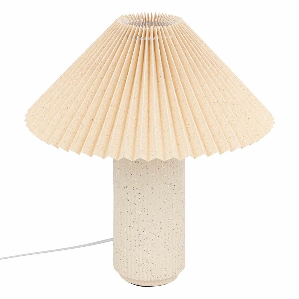 Lampe cylindre en céramique - h. 38 cm - beige