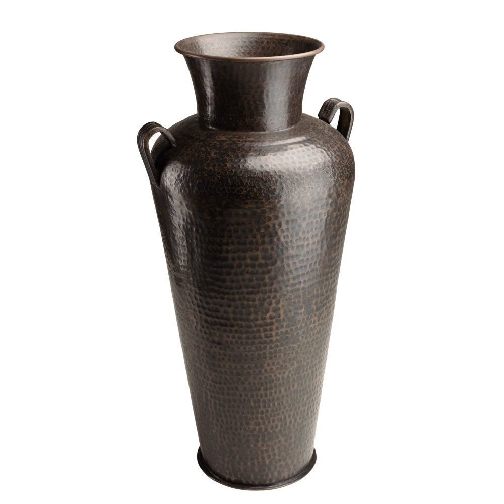 Vase alu avec anses couleur cuivre noir antique h100cm