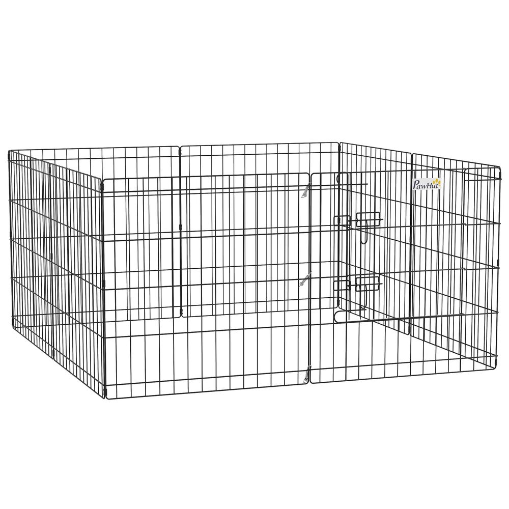 Parc enclos chien métal intérieur extérieur modulable pliable 8 panneaux noir
