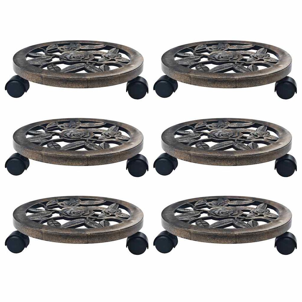 Chariots pour plantes 6 pcs bronze 30 cm plastique