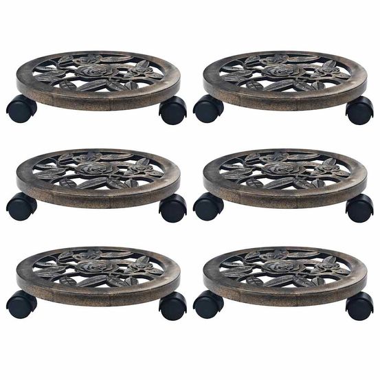 Chariots pour plantes 6 pcs bronze 30 cm plastique