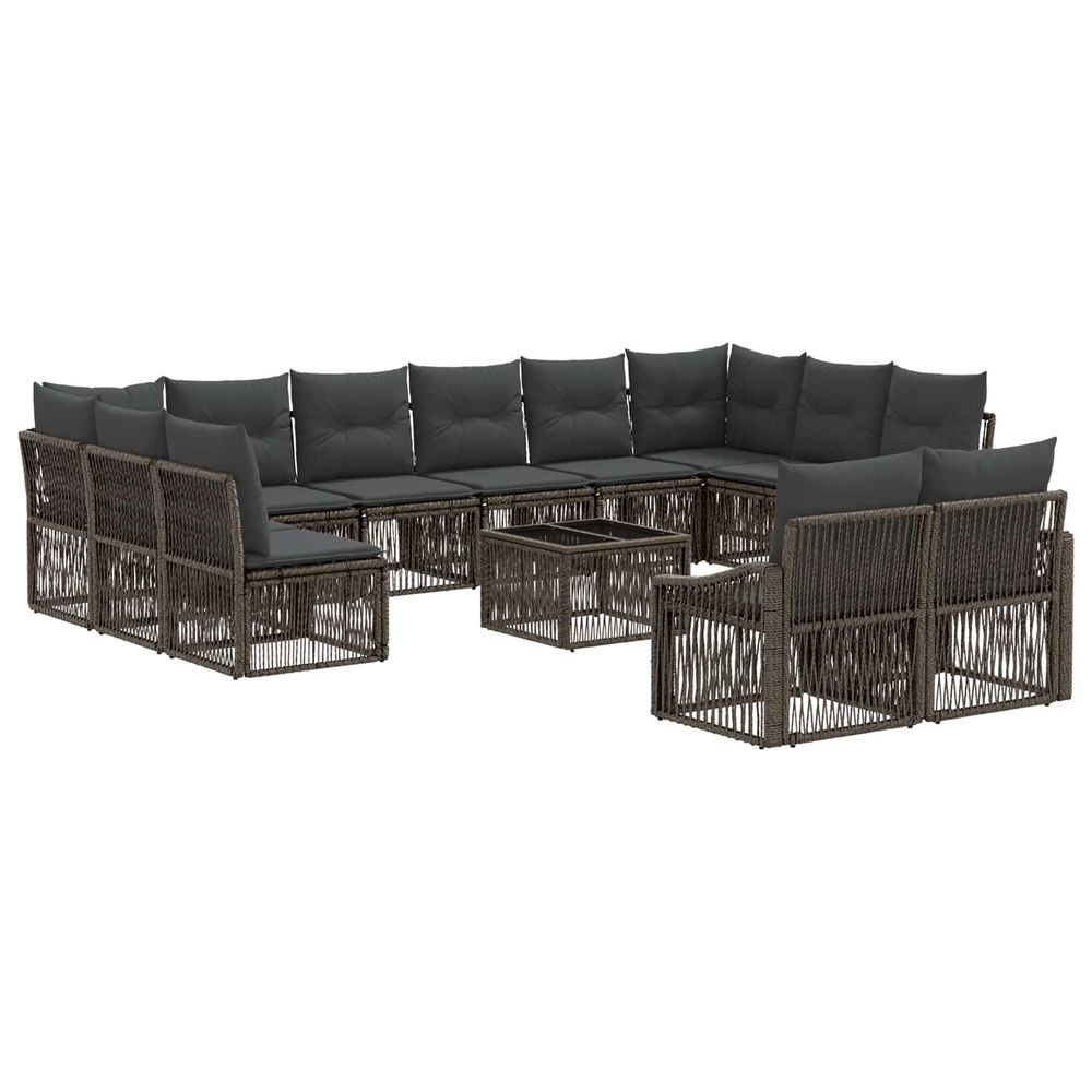 Ensemble de canapé de jardin 13 pc gris polyrotin