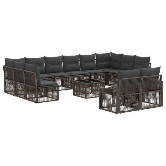Ensemble de canapé de jardin 13 pc gris polyrotin