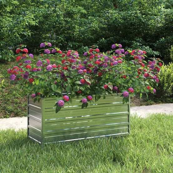 Carré potager acier galvanisé rectangulaire pour potager et balcon argenté 100x40x45cm