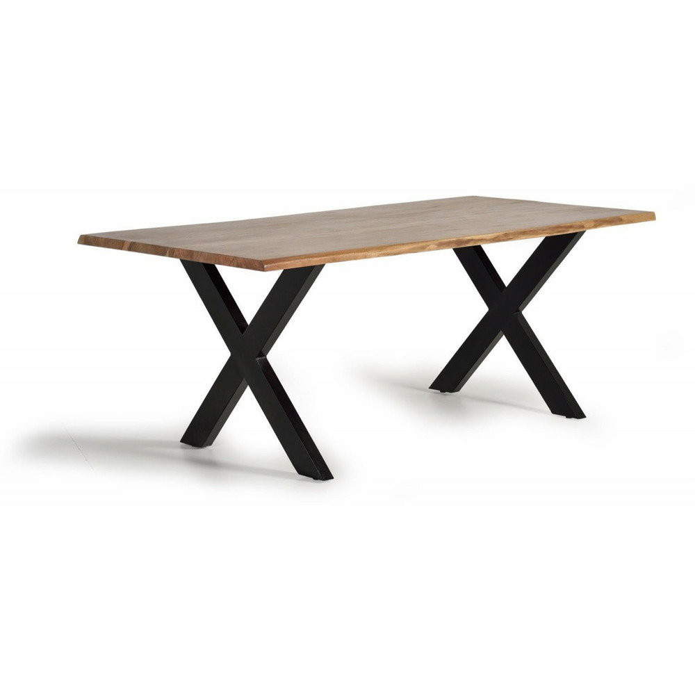 Table à manger bois, métal marron 180x100x78cm - bois-métal